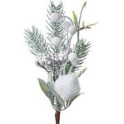 Clayre & Eef Decoratie Tak 26 cm Wit Groen Kunststof Kerstdecoratie