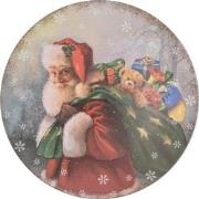 Clayre & Eef Onderbord Ø 40 cm Rood Groen Kunststof Rond Kerstman