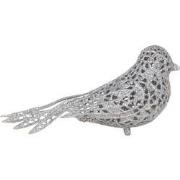Clayre & Eef Kersthanger Vogel 16x6x6 cm Zilverkleurig Kunststof