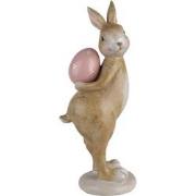 Clayre & Eef Decoratie Beeld Konijn 10x12x31 cm Beige Kunststof