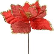 Clayre & Eef Kunstbloem Kerstster Ø 44x46 cm Rood Kunststof