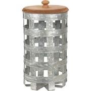 Clayre & Eef Blikken Bewaardoos  Ø 14x26 cm Grijs Hout Metaal Rond Voo...