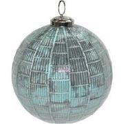 Clayre & Eef Kerstbal  Ø 12 cm Turquoise Glas Metaal Kerstdecoratie