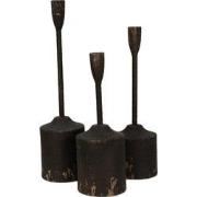 Clayre & Eef Kandelaar Set van 3  35/30/25 cm Zwart Ijzer