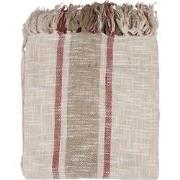Clayre & Eef Plaid  125x150 cm Beige Bruin Katoen Strepen Deken