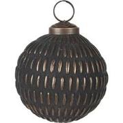 Clayre & Eef Kerstbal Ø 8x8 cm Grijs Goudkleurig Glas Kerstboomversier...