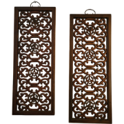Fine Asianliving Antieke Chinese Wand Panelen Hout Set/2 Handgesneden