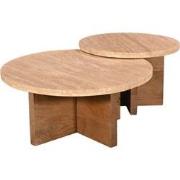 Salontafel Leno Travertin Naturel Set van 2 - Giga Meubel