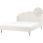 Beliani AMBILLOU - Tweepersoonsbed-Wit-Bouclé