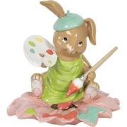 Clayre & Eef Beeld Konijn 15x15x15 cm Bruin Groen Polyresin Woonaccess...