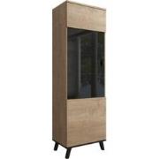 Meubella Vitrinekast Jenny - Eiken - Zwart - 61 cm