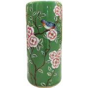 Fine Asianliving Keramische Parapluhouder Vaas Groen Vogels