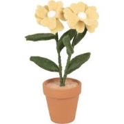 Clayre & Eef Decoratie Bloem 8x8x26 cm Geel Textiel op Kunststof