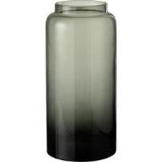 J-Line - Vaas Recht Lang Glas Grijs Small - 19x19x40cm