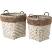 J-Line - Set Van 2 Manden Rond Met Handvaten Imitatiebont Afneembaar R...