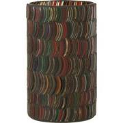 J-Line - Windlicht Mozaiek Curve Glas Mix Large - 12.5x12.5x23cm