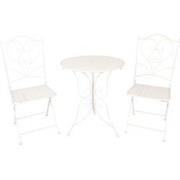 Clayre & Eef Bistroset Bistrotafel Bistrostoel 3-delig  Ø 60x70 Wit Ij...
