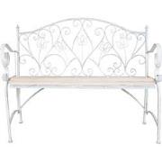 Clayre & Eef Tuinbank  110x50x90 cm Wit Ijzer Rechthoek Bloemen Bank B...