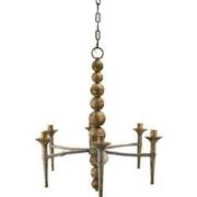 Clayre & Eef Hanglamp  69x61x79 cm Beige Goudkleurig Ijzer Hout Hangla...