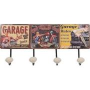 Clayre & Eef Wandkapstok  40x5x17 cm Rood Zwart Ijzer Auto Garage