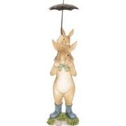 Clayre & Eef Beeld Konijn 8x7x25 cm Bruin Polyresin Woonaccessoires
