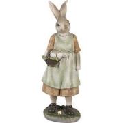 Clayre & Eef Beeld Konijn 25 cm Bruin Groen Polyresin Paasdecoratie