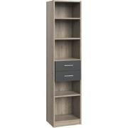 Bibliotheek 5 planken en 2 laden - L48 x H197 cm