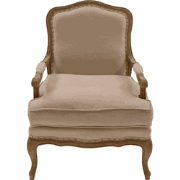 Fauteuil van massief eikenhout en stof L74 cm - LOUIS XV