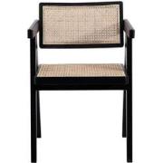 Lot de 2 fauteuils bridge noir et rotin - VILLA