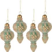 Clayre & Eef Kerstbal Set van 4  Ø 6 cm Koperkleurig Glas Kerstboomver...