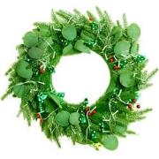 Kerstkrans met warme LED verlichting op batterij - 3xAA - 80 lampjes -...