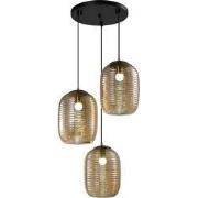 QUVIO Eettafel hanglamp - 3 lichts - Metaal - Glas - Bruin