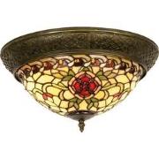 LumiLamp Plafondlamp Tiffany  Ø 38x19 cm  Rood Groen Glas Driehoek Roo...