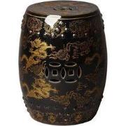 Fine Asianliving Keramische Kruk Draak Zwart Handgemaakt Porselein