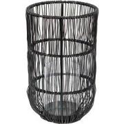 Clayre & Eef Windlicht  Ø 13x23 cm Zwart Ijzer Kaarsenhouder