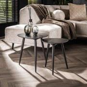Set van 2 Bijzettafels Sophie Driehoekig Keramiek Zwart