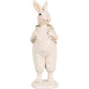 Clayre & Eef Decoratie Beeld Konijn 17 cm Wit Kunststof