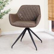 Industriële Eetkamerstoel Taupe Gian - Kunstleer - Ruitpatroon - Met A...