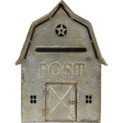 Clayre & Eef Brievenbus  26x11x35 cm Grijs Metaal Post Wandbrievenbus