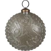 Clayre & Eef Kerstbal Ø 10x5x10 cm Grijs Glas Kerstboomversiering