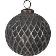 Clayre & Eef Kerstbal Ø 10x10 cm Zwart Grijs Glas Kerstboomversiering