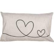 Clayre & Eef Kussenhoes 30x50 cm Beige Groen Polyester Harten Sierkuss...