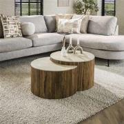 Hoyz Collection - Salontafel Set-2 Halfrond Nuovo Travertin - Massief ...