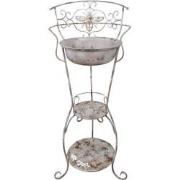 Clayre & Eef Decoratieve Wastafel 48x42x108 cm Wit Bruin IJzer Tuindec...