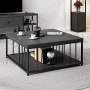 Vierkante Salontafel Antraciet Zenn 90x90 - Zwart Frame