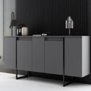 Modern Dressoir Antraciet Luxe 120x80x30 - Zwart Frame