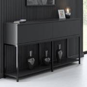 Modern Dressoir Antraciet Lord 150x30x80 - Zwart Frame - Twee Vakken