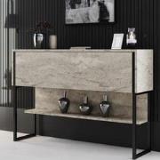 Modern Dressoir Travertijn Luxe 160x80x35 - Zwart Frame