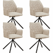 Set van 4 Draaibare Eetkamerstoelen Novan Beige Chenille – 180° Draaib...