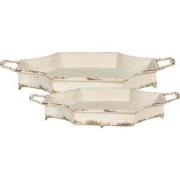 Clayre & Eef Decoratie Dienblad Set van 2  61 cm Wit Ijzer Achthoek Se...